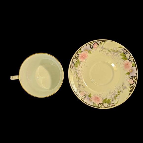Vintage Floral Teacup & Saucer Set Made in China Pink Purple Flowers, Gold Trim - Picture 5 of 6